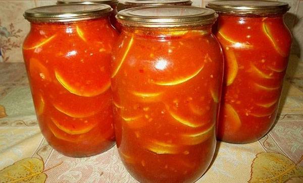 Кабачки вкусные консервированные в томатном соке на зиму с фото
